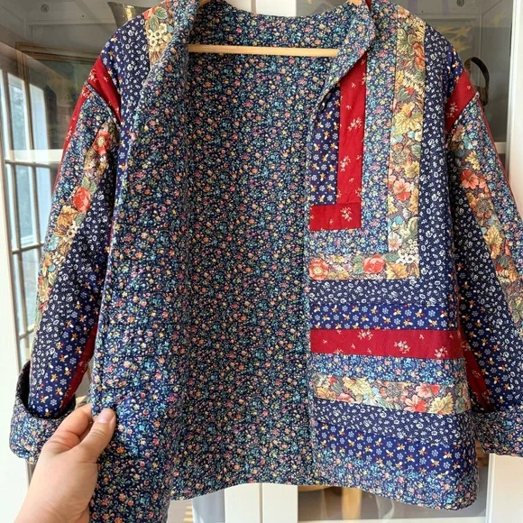 Vintage Handmade Quilted Patchwork Floral Jacket - Picture 3 of 4